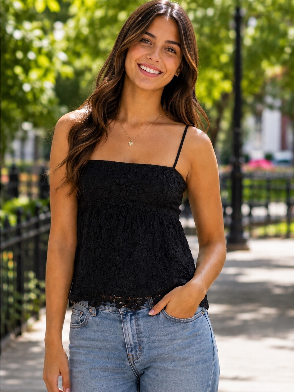 FADEDROSE Textured Black Camisole Size Juniors Small